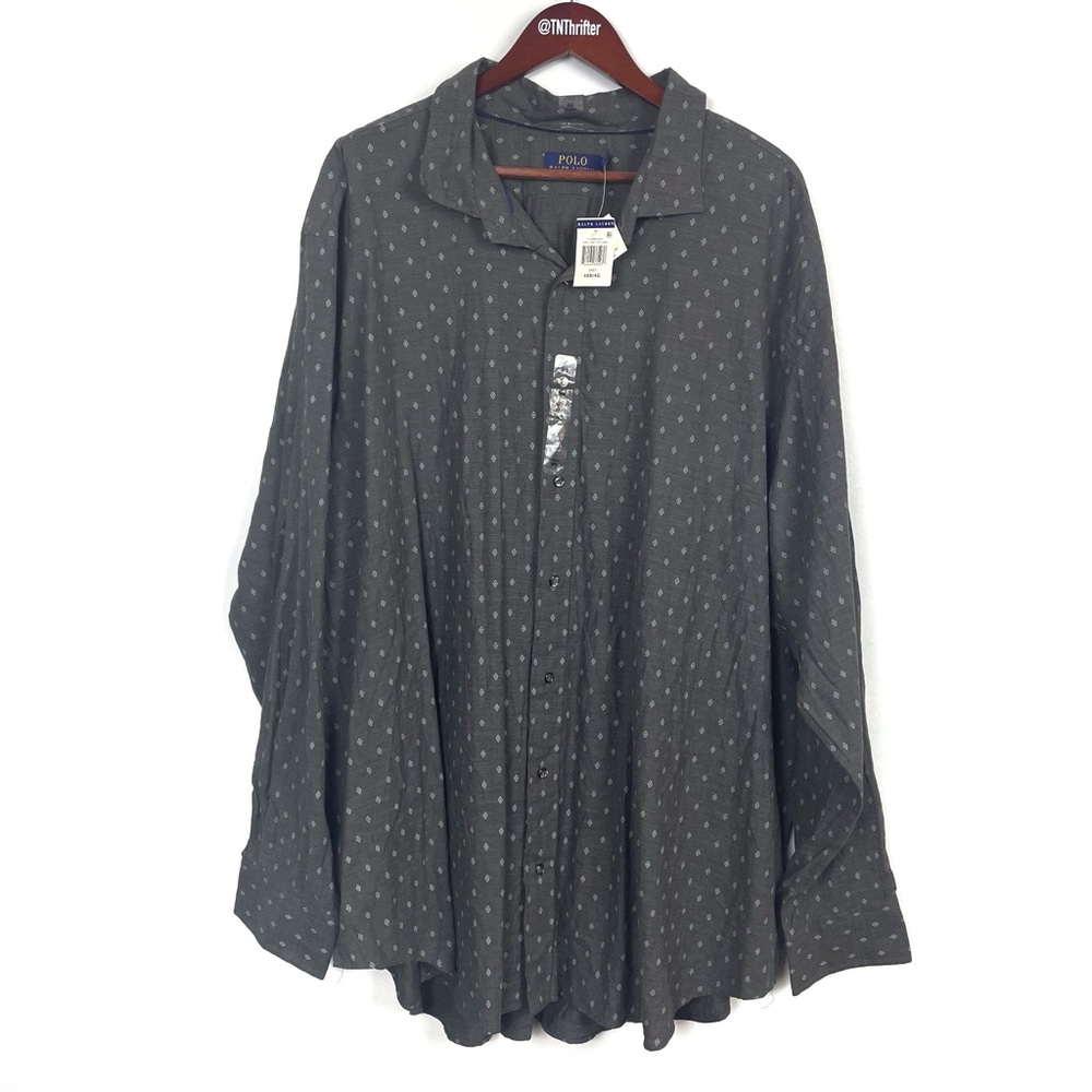 Polo Ralph Lauren NWT Gray Diamond Print Button Down Shirt Men's Size 4XB Big